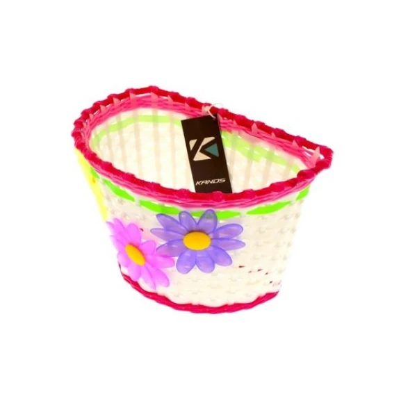 Корзина Kands Flower на руль, розовая с белым (BS10-007)