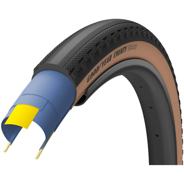 Шина 700x35 (35-622) GoodYear County Ultimate Tubeless Complete Folding Blk/Tan, 120 tpi