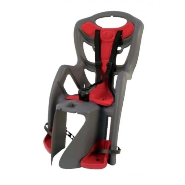 Сиденье задн. Bellelli Pepe Сlamp (на багажник) до 22кг, серое с красной подкладкой