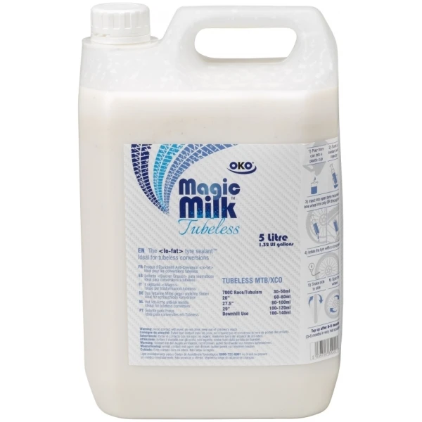 Герметик для бескамерных покрышек латексный OKO Magik Milk Tubeless 5L без шприца