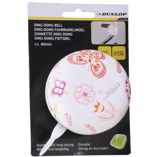 Звонок Dunlop 80мм, белый с бабочкой (119517)