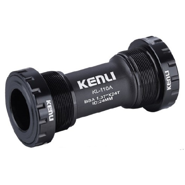 Каретка Kenli KL-110A, внешние чашки, с пыльниками, вал 24 мм, 68/73 мм, черная