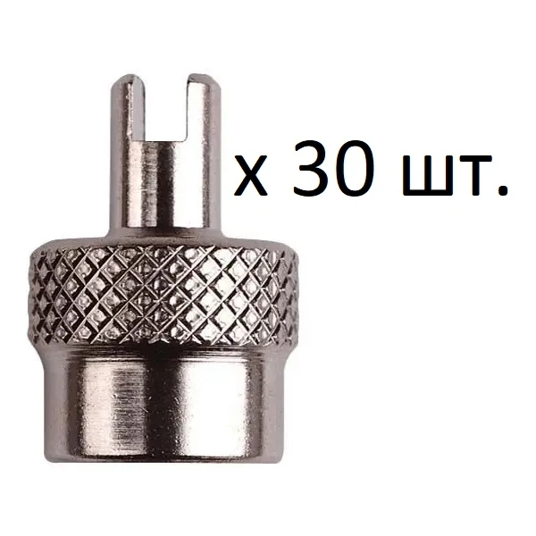 Колпачок на ниппель ONRIDE AV с ключом, металлический, серебристый (уп. 30 шт)