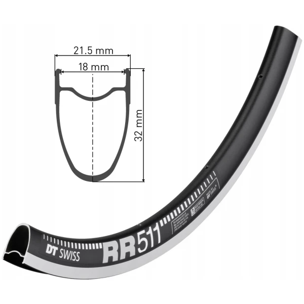 Обод DT SWISS RR 511 29x18 RIM BRAKE 20 отворів.