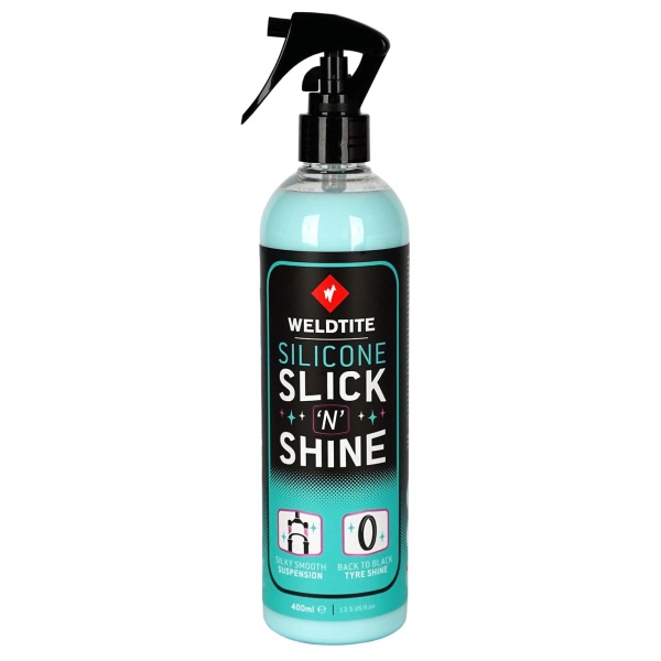 Силиконовая защита и блеск Weldtite 03042 Silicone Slick &apos;N&apos; Shine для ног вилок и покрышек, спрей, 400мл