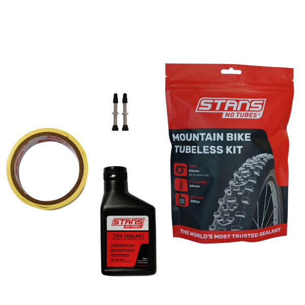 Набор Stan's Notubes Mountain Tubeless Kit 33 мм (лента 21мм, ниппеля 44мм, герметик 200мл)