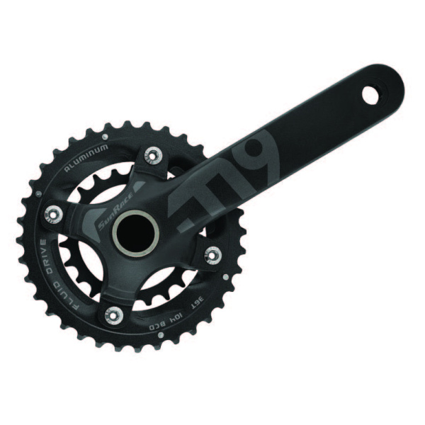 Шатуны Sunrace M966 под Hollowtech (ось 24мм), на 9 шв., 36-22T, 175мм, с кареткой BBM97