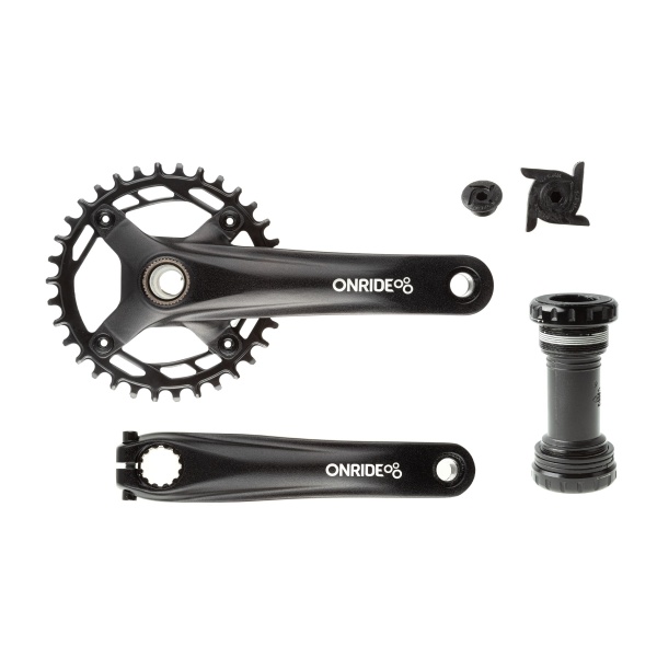 Шатуны ONRIDE Solo Pro 1110, Hollowtech, 170 мм, 34Т, BCD 104 мм, на 11/10/9 ск., с кареткой, черный