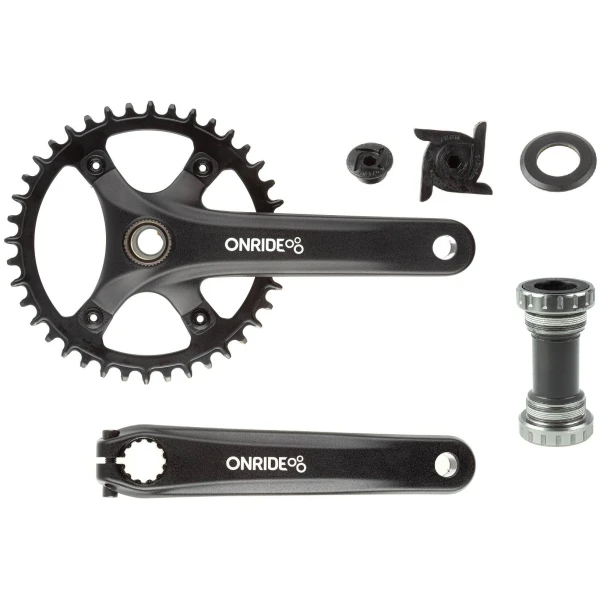 Шатуни ONRIDE Solo Pro 1120, Hollowtech, 170 мм, 40Т, BCD 110 мм, на 11/10/9 зубців, з кареткою, чорні