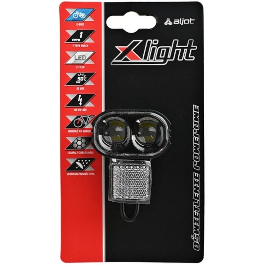 Передняя фара ProX XC-2327 электровелосипеда 2xLed 50Lux, черная (A-O-B-P-0526)