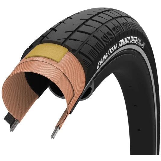Покрышка 700x30 (30-622) GoodYear Transit Speed S1:Protection, Wire, Black + reflective strips, 60tpi