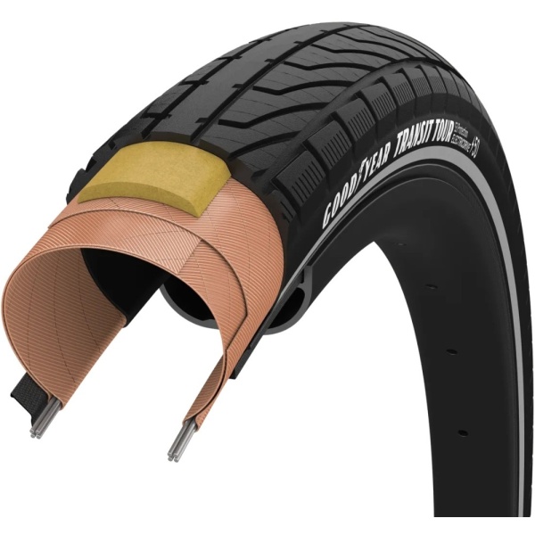 Покрышка 700x50 (50-622) GoodYear Transit Tour S3:Protection, Wire, Black + reflective strips, 60tpi