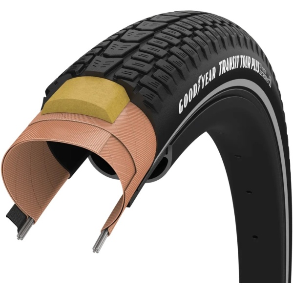 Покрышка 700x45 (45-622) GoodYear Transit Tour Plus S5:Protection, Wire, Black + reflective strips, 60tpi