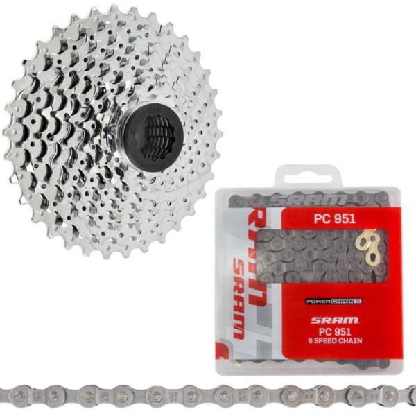 Кассета Sram PG950 9sp 11-32 + цепь Sram PC951 (PIA609)