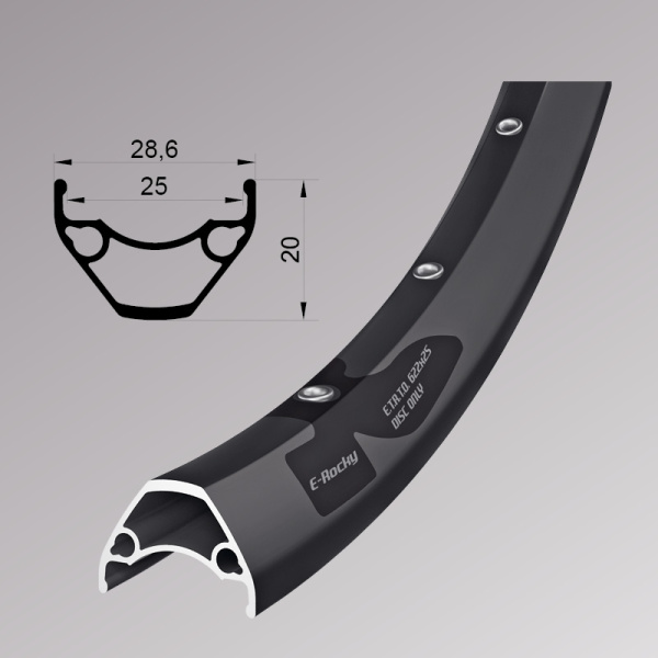 Обод Remerx E- ROCKY RX 3025, 29'', 622x25, 36 отв., FV, пистонированный, черный анодированный, E-Bike, бе