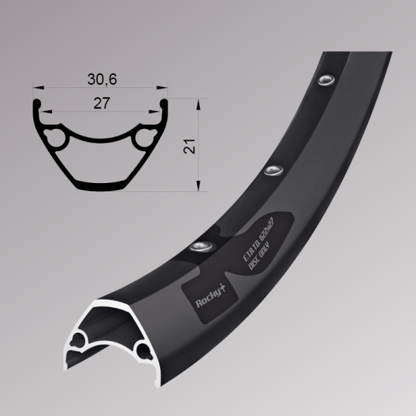 Обод Remerx ROCKY PLUS RX 3027, 29'', 622x27, 32 отв., FV, пист., черн. анод., E-Bike, безк.