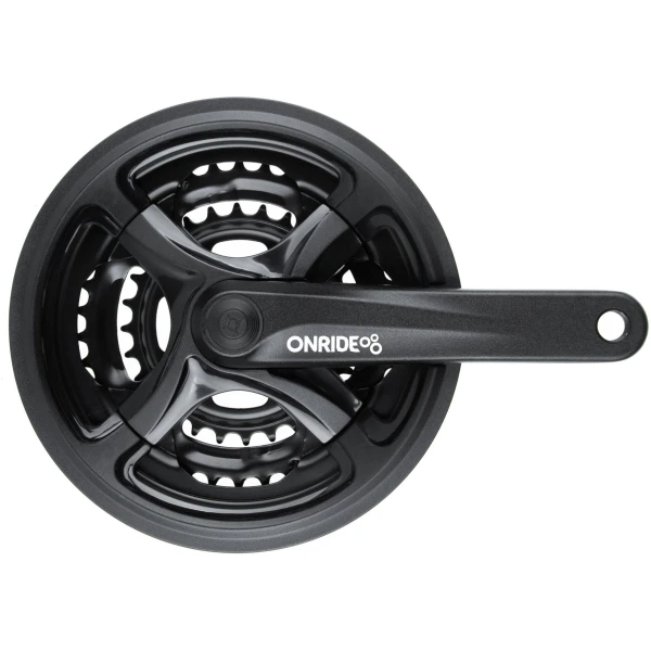 Комплект шатунов ONRIDE Trio 840P, под квадрат, 170мм, 48-38-28T, на 8/7/6 скоростей, черные (конвер.