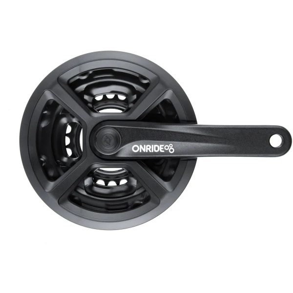 Комплект шатунов ONRIDE Trio 820P, под квадрат, 175 мм, 42-34-24Т, на 6/7/8 шв., черный