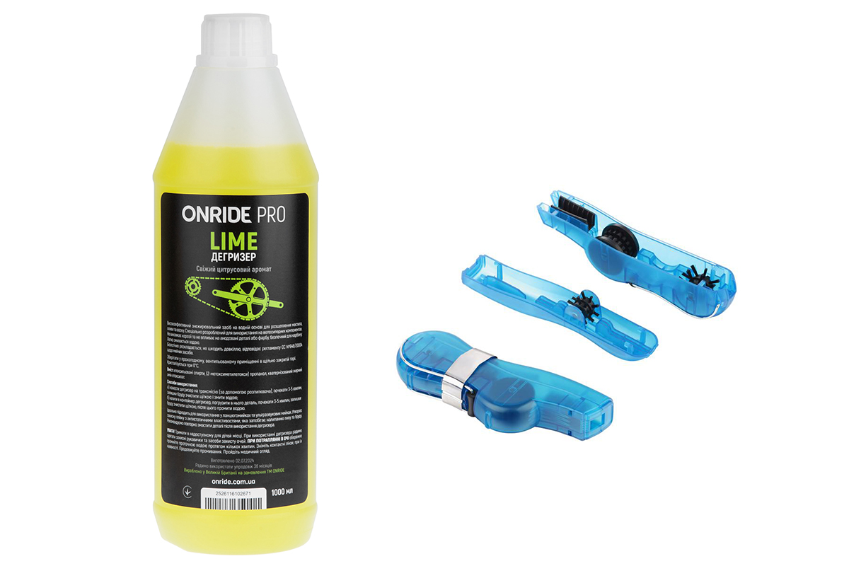Комплект дегризер ONRIDE PRO Lime 1000 мл + Мойка цепи 1 Комплект дегризер ONRIDE PRO Lime 1000 мл + Мойка цепи