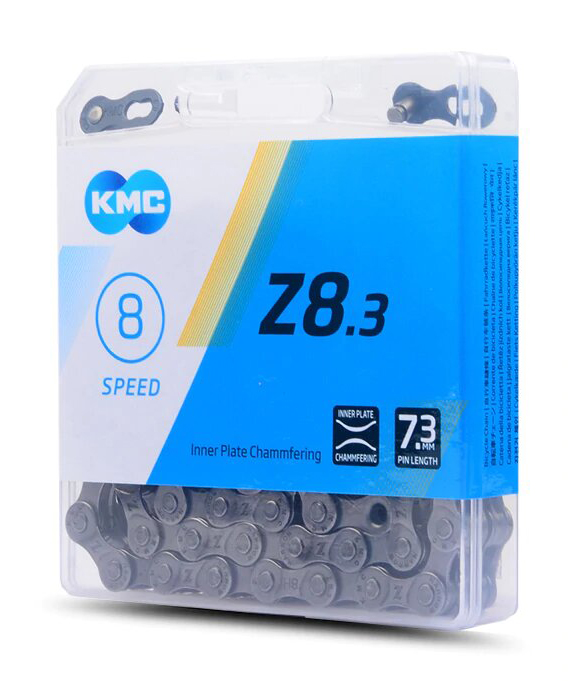 Ланцюг KMC Z8.3, 7-8 швидкостей, 114 ланок, Silver/Grey + замок 1 Ланцюг KMC Z8.3, 7-8 швидкостей, 114 ланок, Silver/Grey + замок