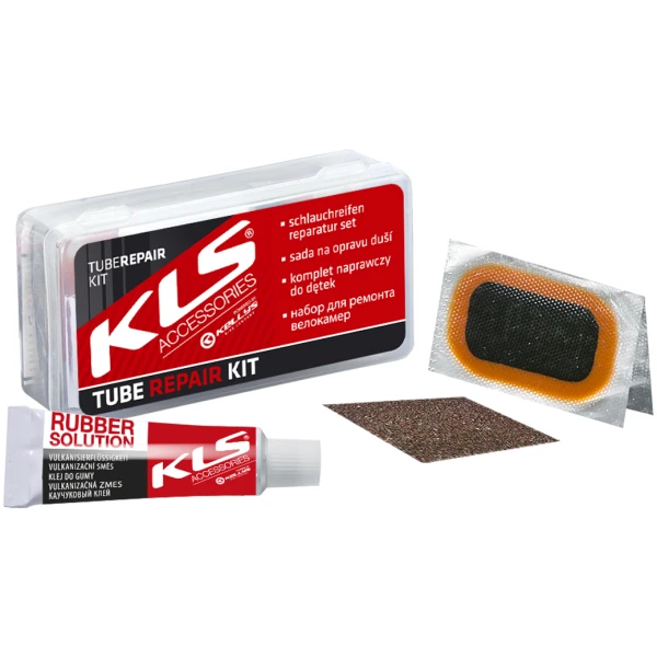 Велоаптечка KLS Repair kit, пластиковий бокс (8 латок, металевий скребок, клей 5 мл, крейда)