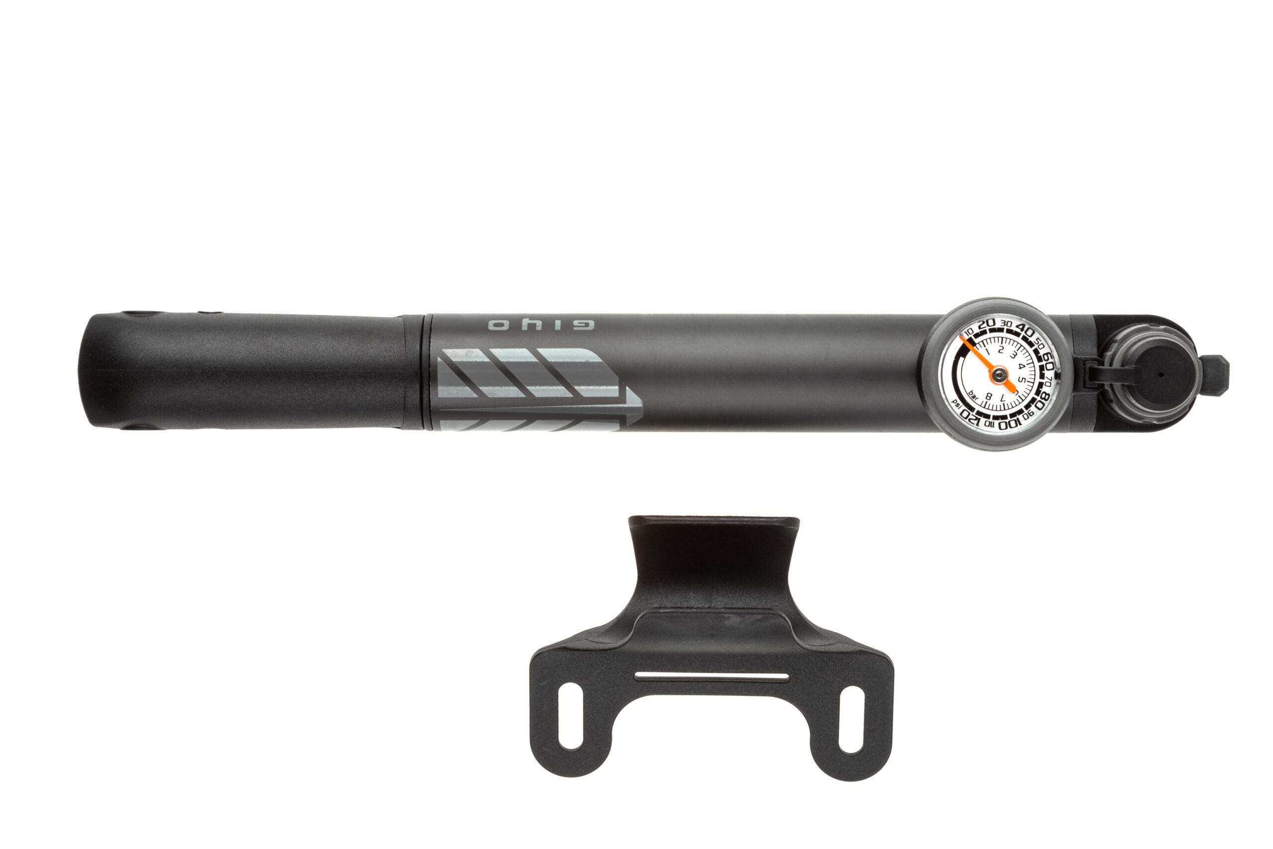 Насос компактный Giyo GP-987, алюминий, манометр, двойная головка, 25см, 80psi/5,5bar 1 Насос компактный Giyo GP-987, алюминий, манометр, двойная головка, 25см, 80psi/5,5bar