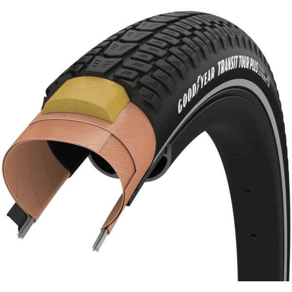 Покрышка 700x50 (50-622) GoodYear Transit Tour Plus S5:Protection, Wire, Black + reflective strips, 60tpi